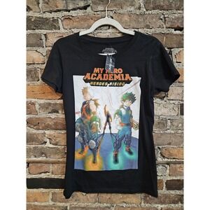 My Hero Academia Shirt Juniors Small Black Heroes‎ Rising Anime Graphic Tee